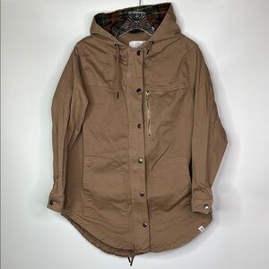 44 North Canvas Button Down Hooded Longer Length Jacket Size Small